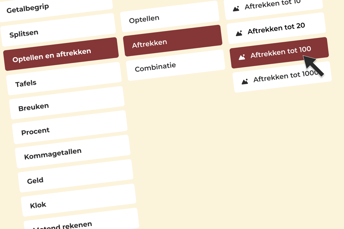 Kies in enkele klikken het soort oefening