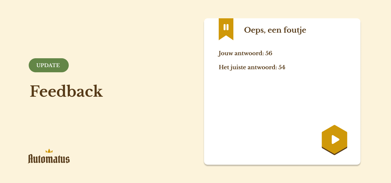 Een banner voor deze update pagina waarbij er een voorbeeld van de feedback getoond wordt.